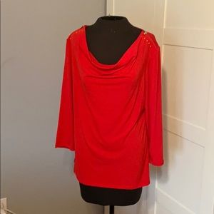Red long sleeve scoop neck